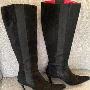 KNEE HIGH BLACK SUEDE FREELANCE BOOTS FROM PARIS